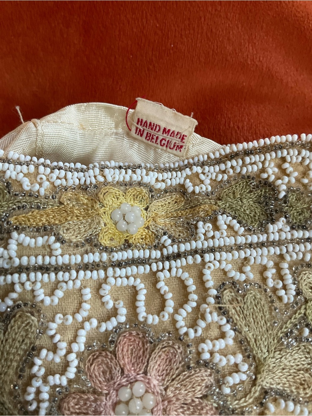 Antique Beaded Floral Embroidered Clutch in Beige and Pastel - Picture 3 of 3